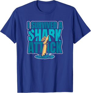 I Survived A Shark Attack Whale Hammerhead White Lover Shark T-Shirt - T-Shirt | Royal