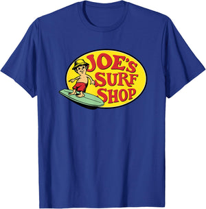Ride the Wave with Joe's Pro Shop Vintage Surf Style Graphic T-Shirt - T-Shirt | Royal