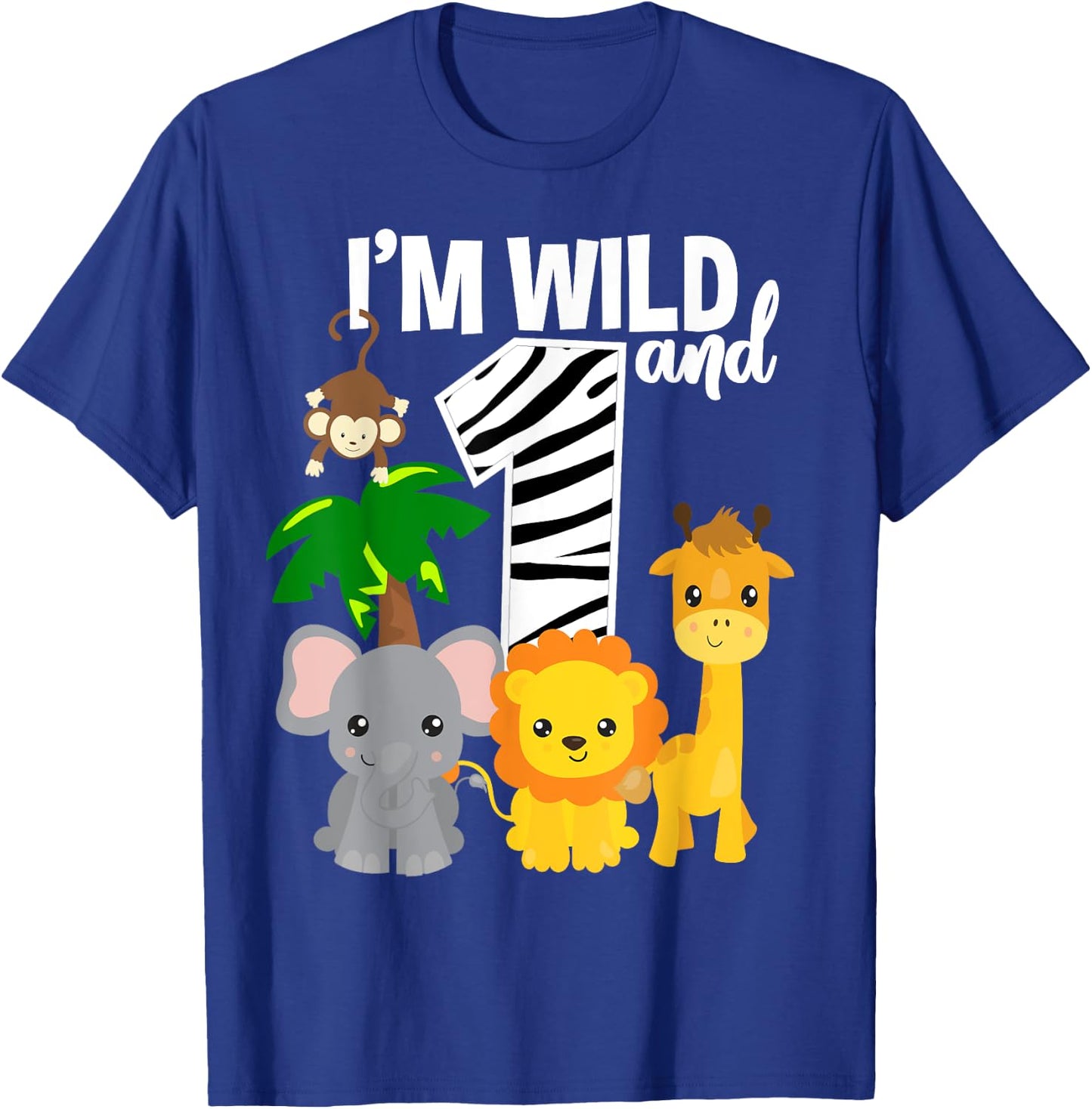 I'm Wild and 1 Zoo Theme Birthday Shirt Safari Jungle Animal T-Shirt - T-Shirt | Royal