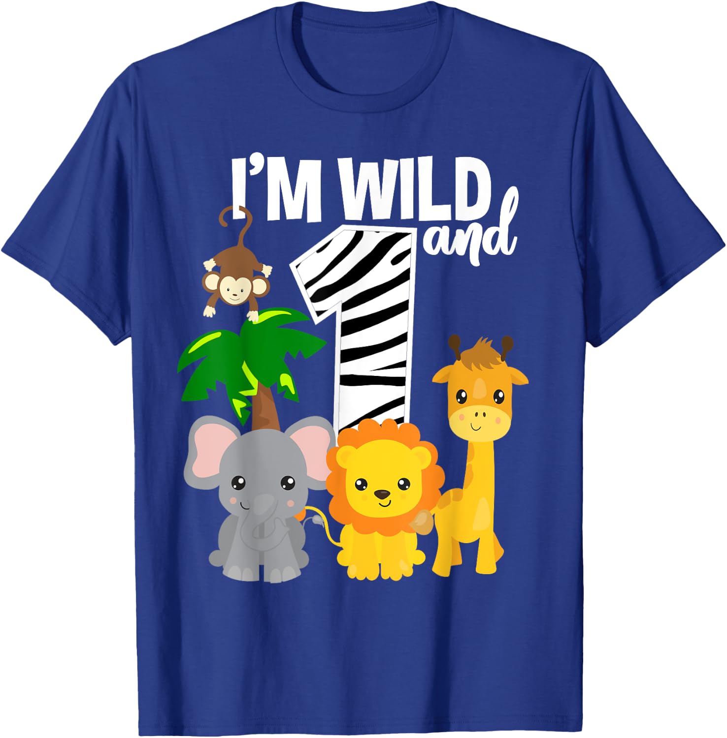 I'm Wild and 1 Zoo Theme Birthday Shirt Safari Jungle Animal T-Shirt - T-Shirt | Royal