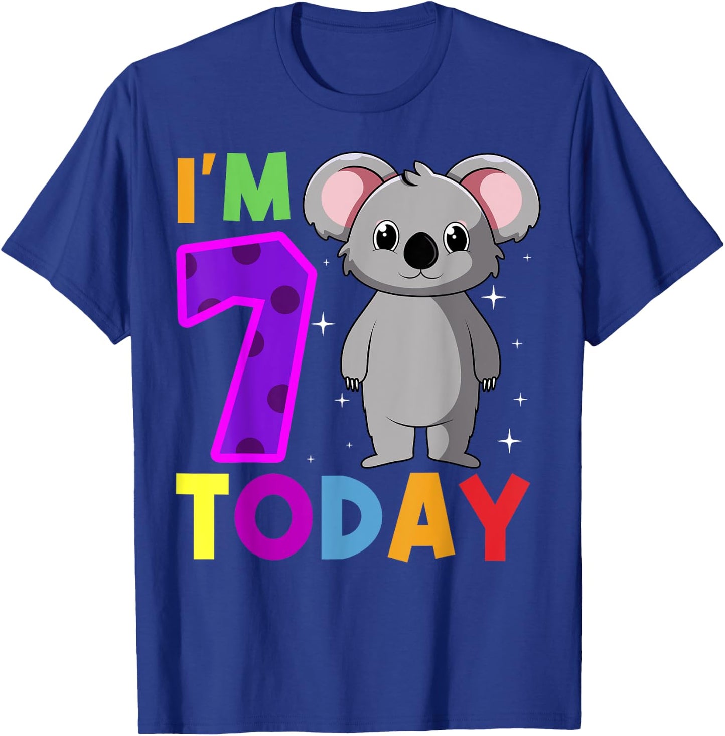I'm 7 Today Koala Birthday Party Celebration 7th T-Shirt - T-Shirt | Royal
