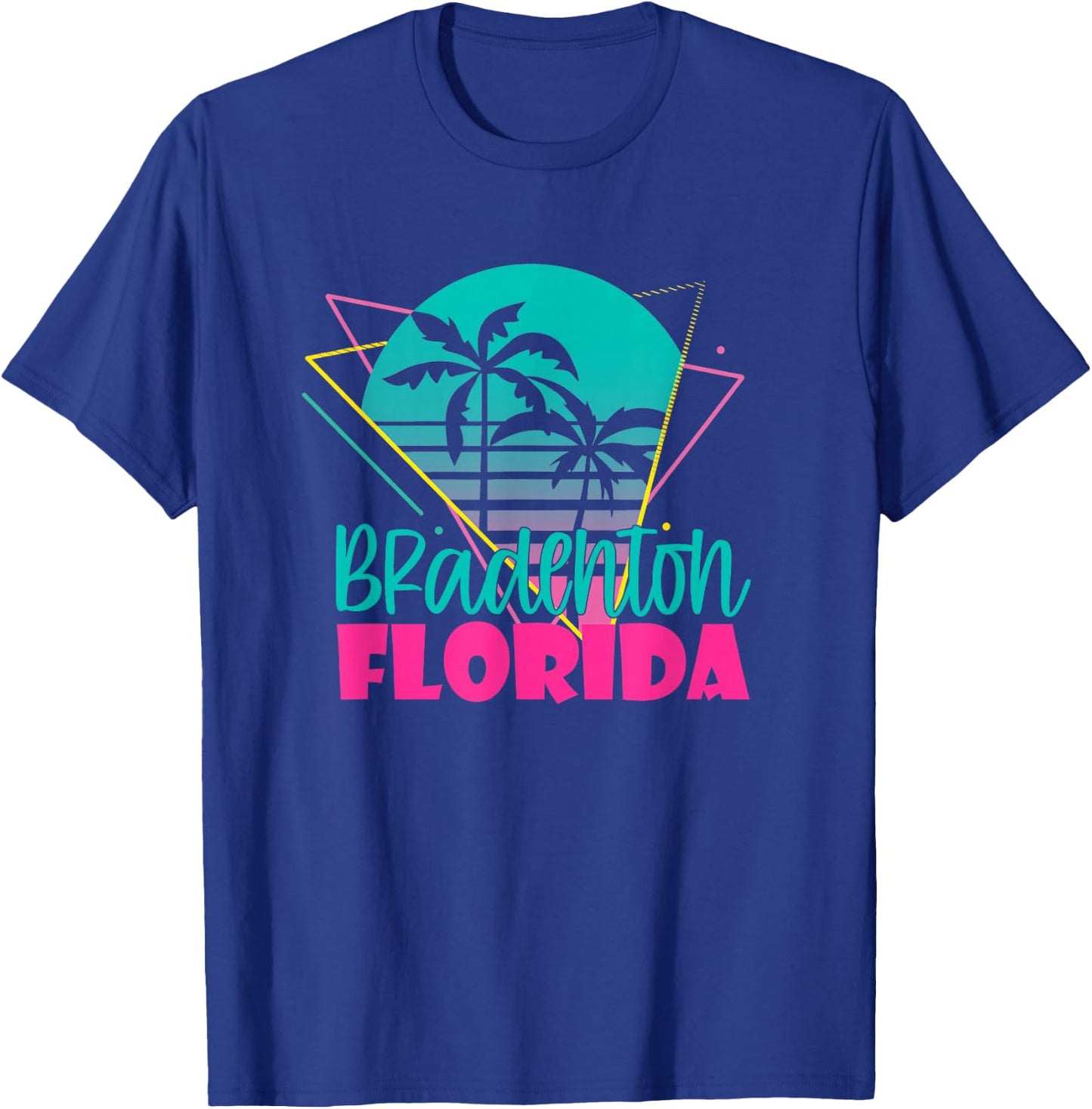 Vintage Beach Vacation Palm Tree Bradenton Florida Men Women T-Shirt - T-Shirt | Royal