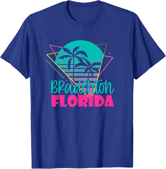 Vintage Beach Vacation Palm Tree Bradenton Florida Men Women T-Shirt - T-Shirt | Royal