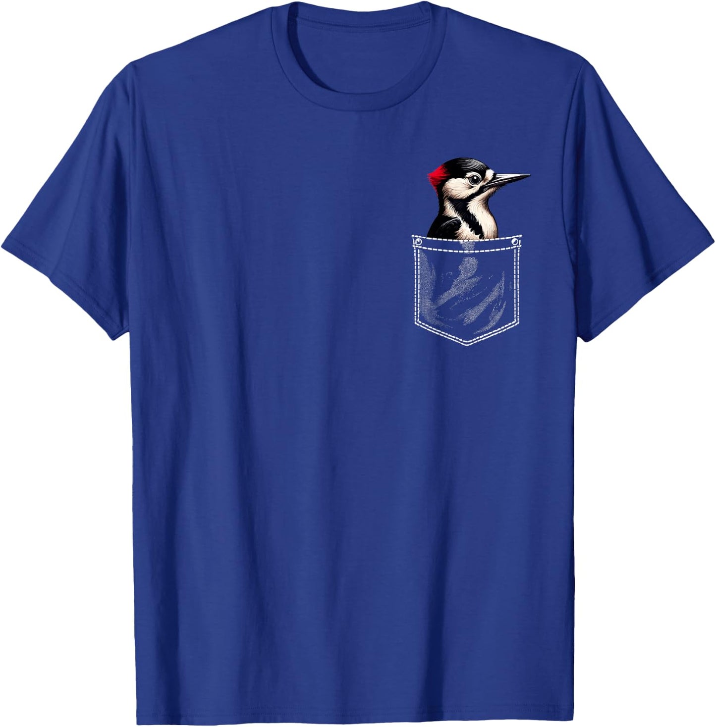 Woodpecker Pocket Bird Lover Ornithology Birdwatching T-Shirt - T-Shirt | Royal