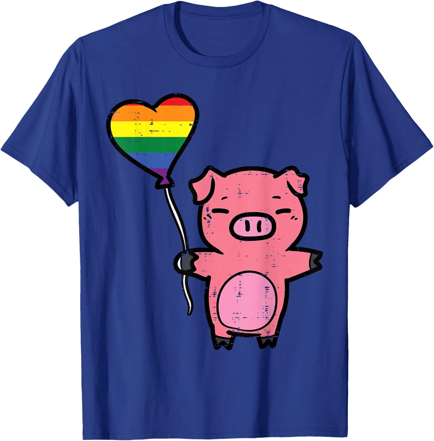 Gay Pride Pig Heart Rainbow Flag Lgbtq Ally Women Girls Kids T-Shirt - T-Shirt | Royal