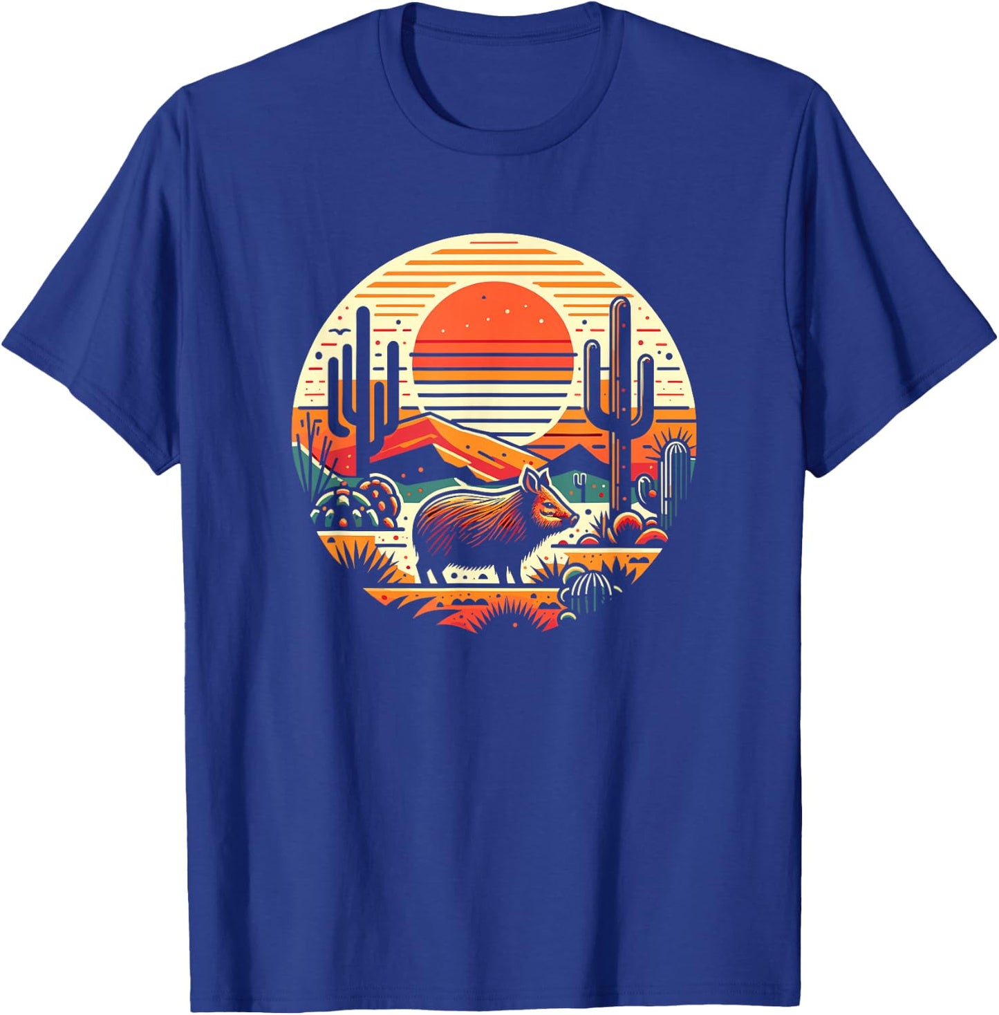 Javelina with Desert Sunset, Javelina T-Shirt - T-Shirt | Royal