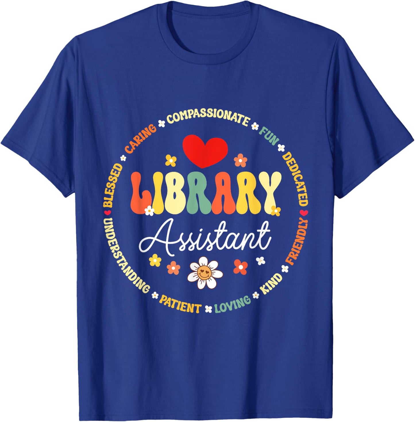 Groovy Librarian School Library Assistant Day Back to School T-Shirt - T-Shirt | Royal