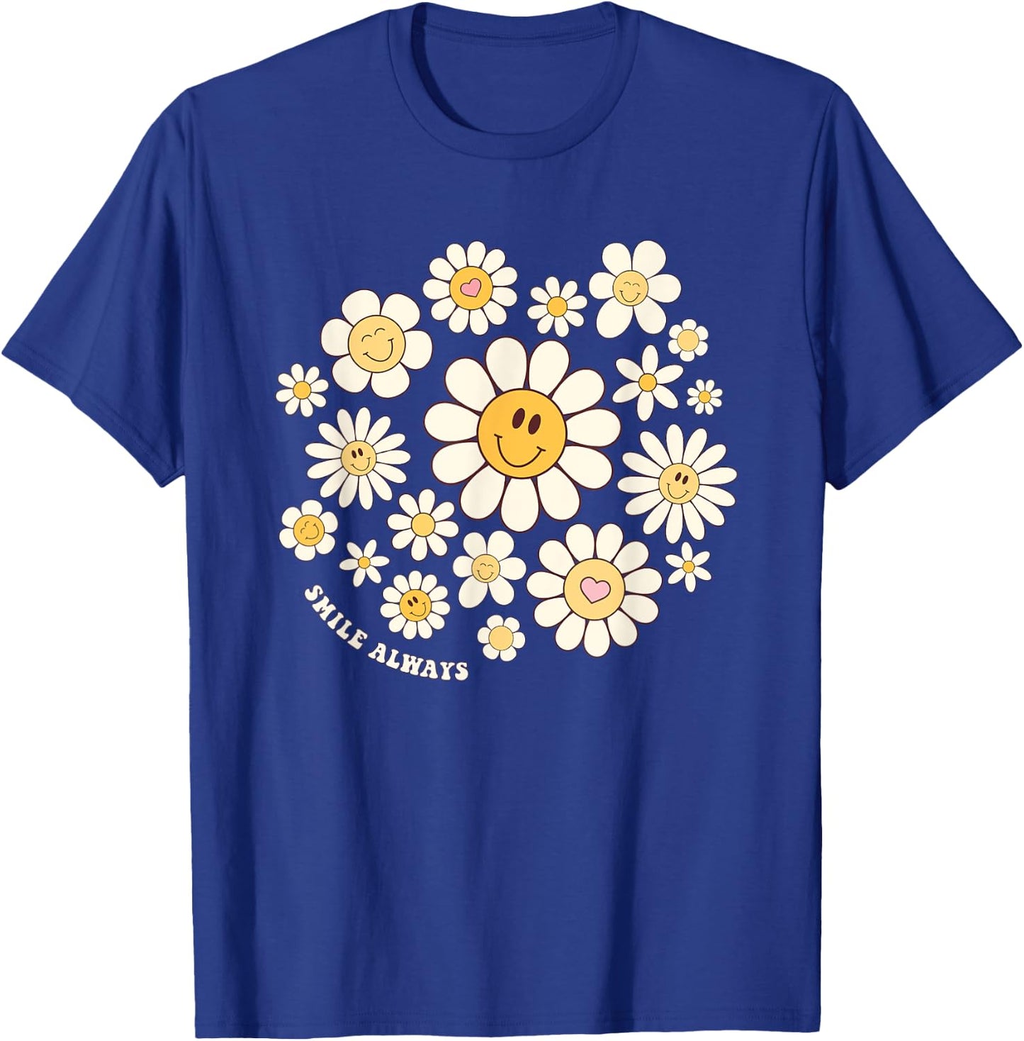 Smile Always Cute Smile Face Flower Happy Face Flowers Girl T-Shirt - T-Shirt | Royal