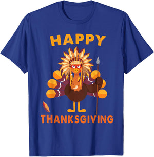 Native American Indian turkey Happy Thanksgiving day gift T-Shirt - T-Shirt | Royal
