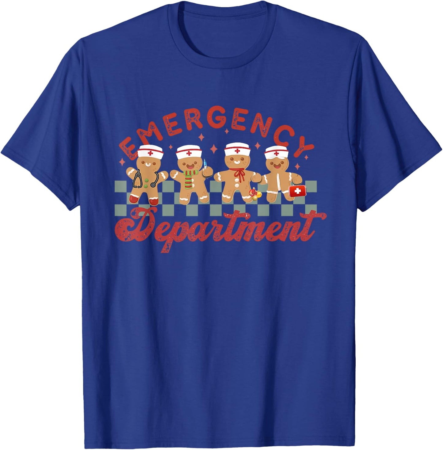 Emergency Department Shirt ER Crew Team Nurse Christmas Emergency Department ER Crew Gingerbread Nurse T-Shirt - T-Shirt | Royal