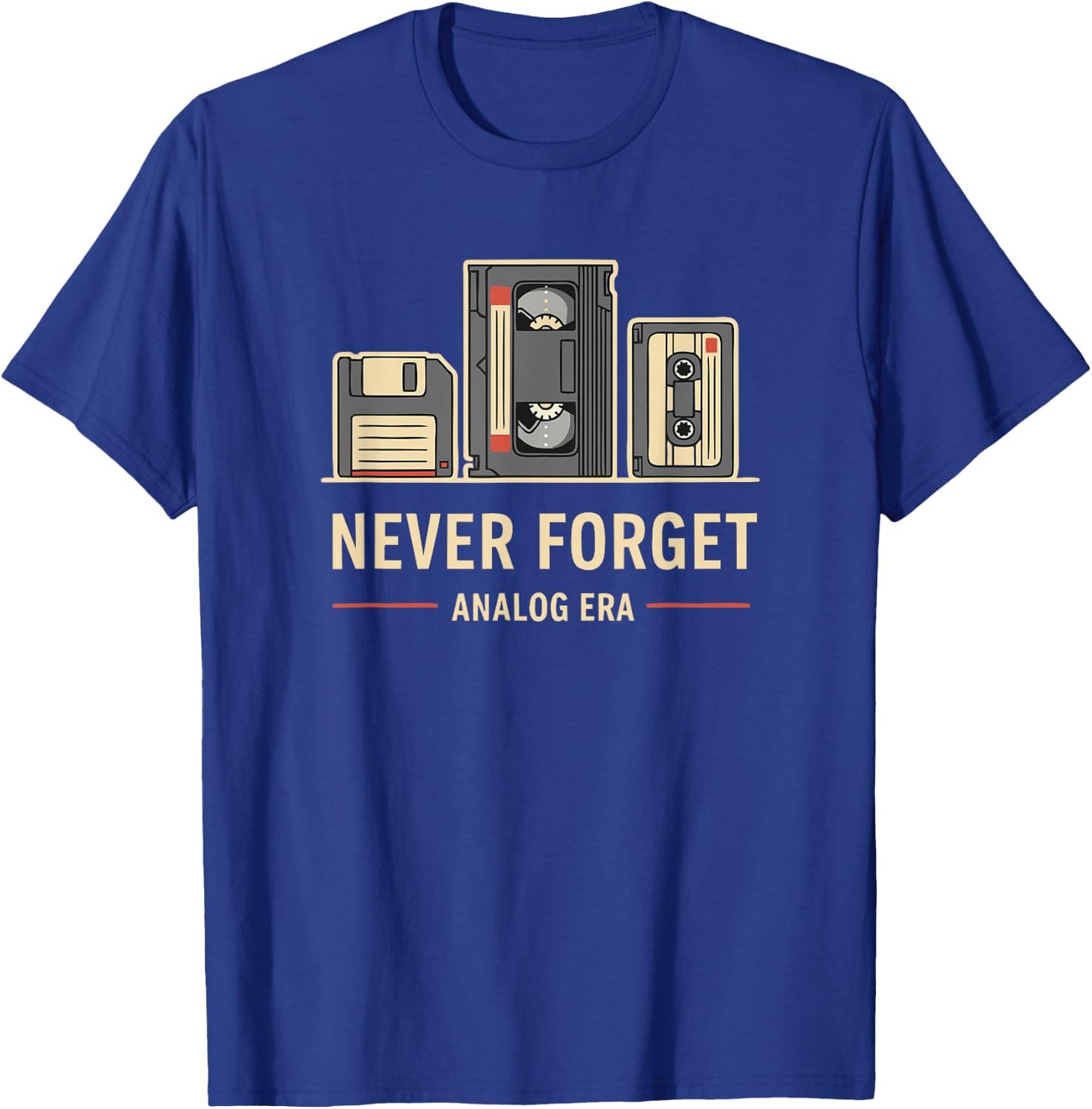 Never Forget Nostalgia Analog VHS Cassette Icons T-Shirt - T-Shirt | Royal