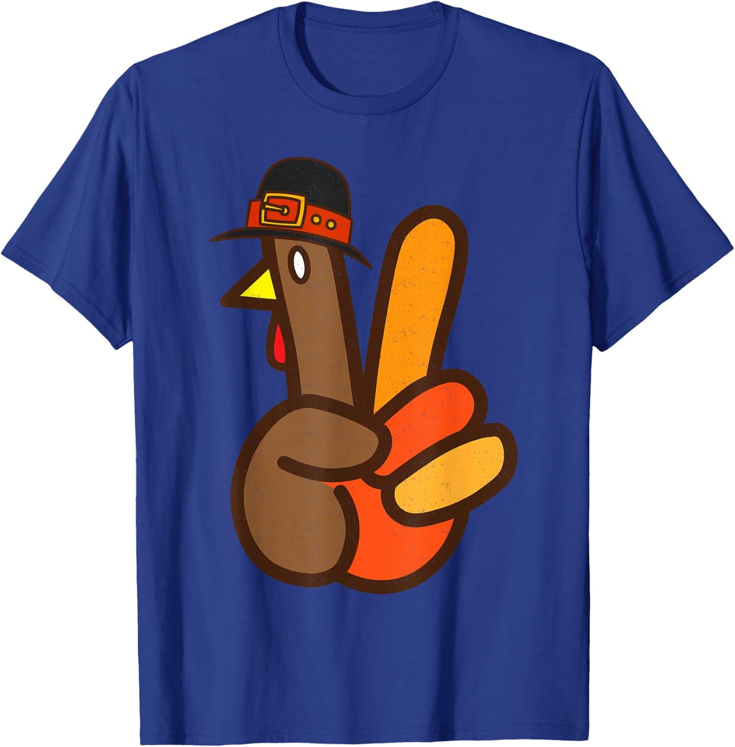 Cool Peace Sign Turkey Hand Thanksgiving Hippie Men Women T-Shirt - T-Shirt | Royal