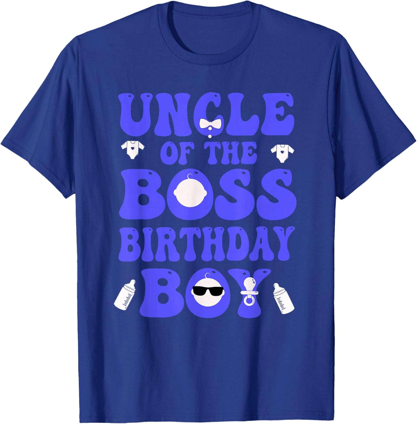 Uncle Of The Boss Birthday Boy Baby Family Decorations T-Shirt - T-Shirt | Royal