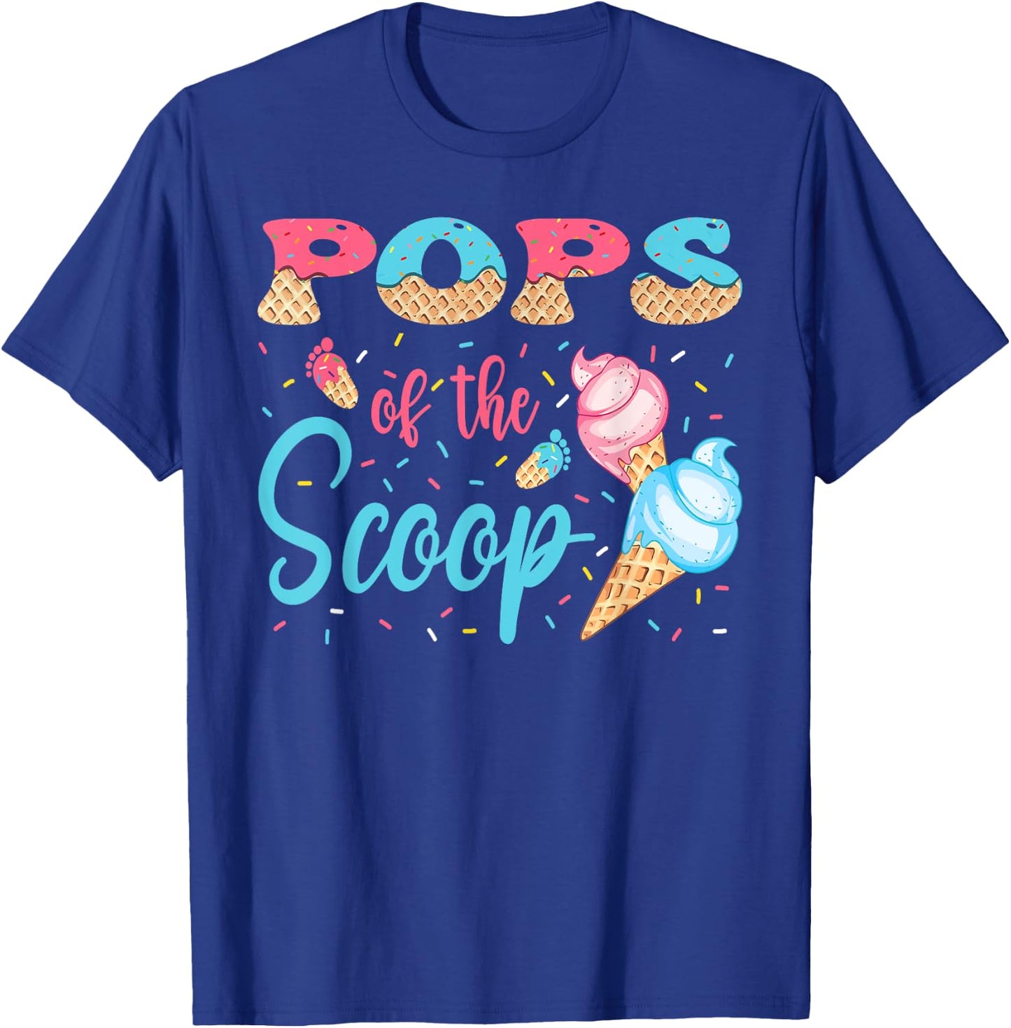 Pops Of The Scoop Ice Cream Gender Reveal Baby Shower T-Shirt - T-Shirt | Royal