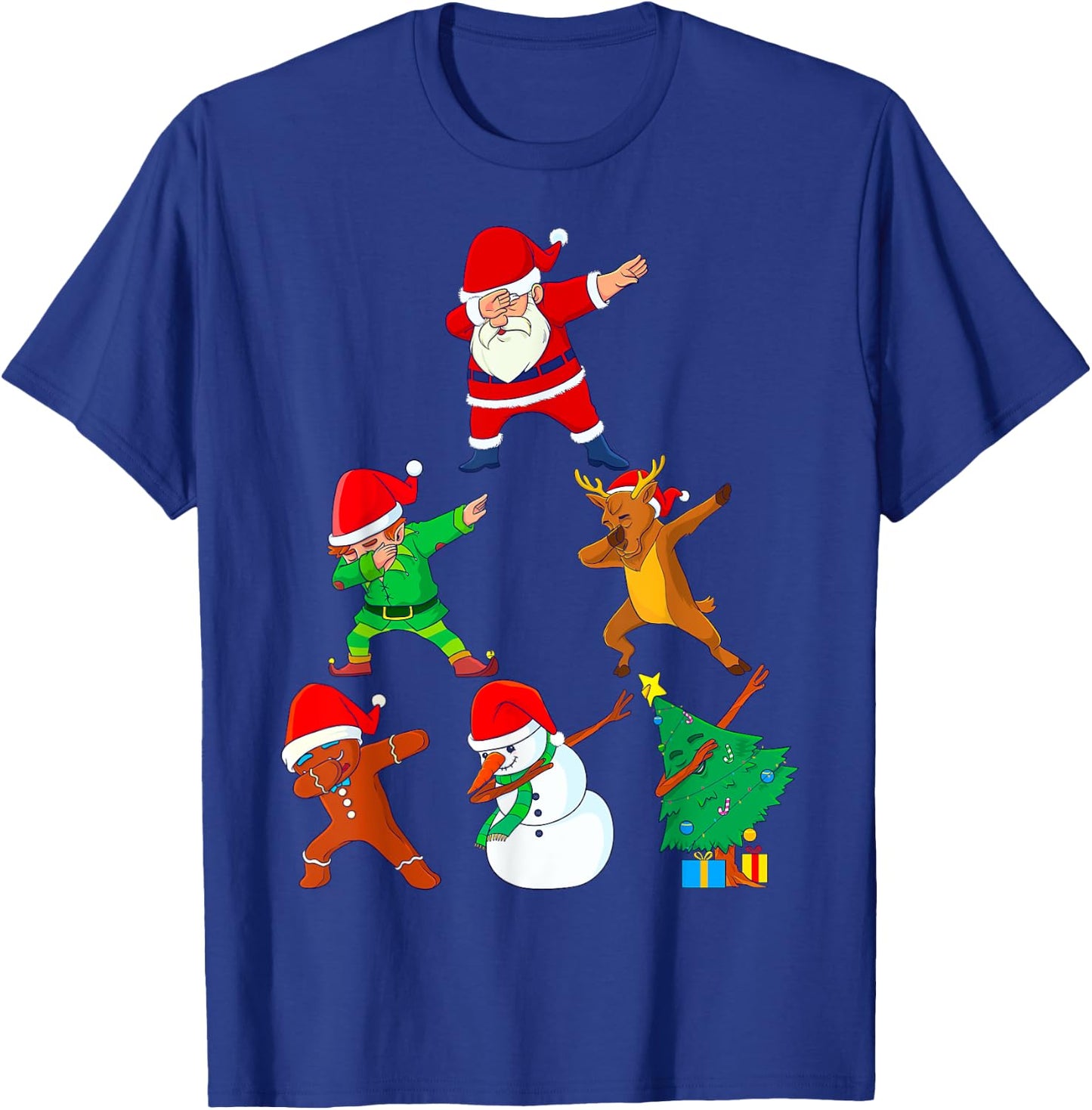 Dabbing Santa Elf Friends Christmas Boys Short Sleeve Funny Xmas Dab Girl T-Shirt - T-Shirt | Royal