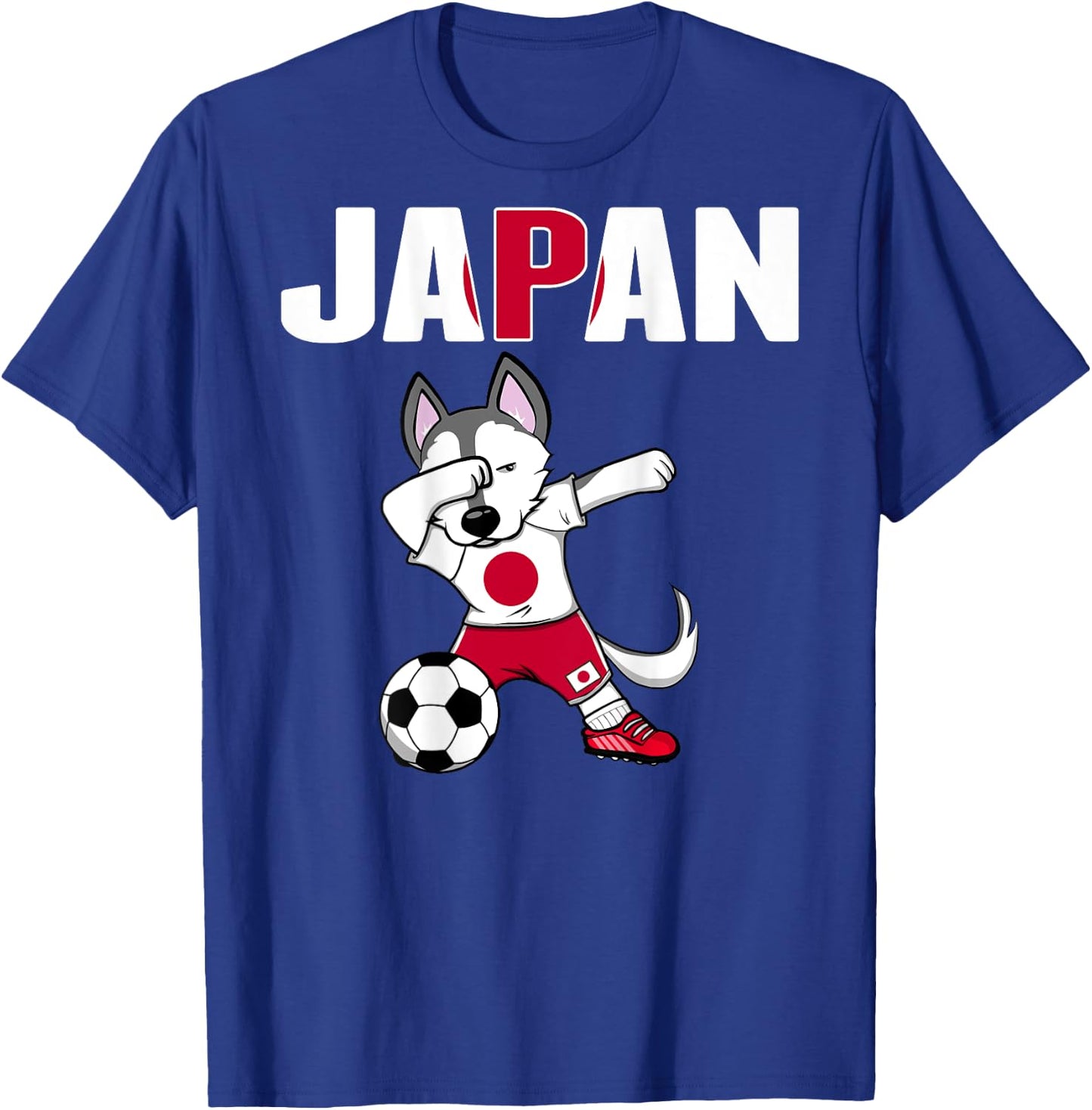 Dabbing Husky Dog Japan Soccer Fans Jersey Japanese Football Women Kids T-Shirt - T-Shirt | Royal
