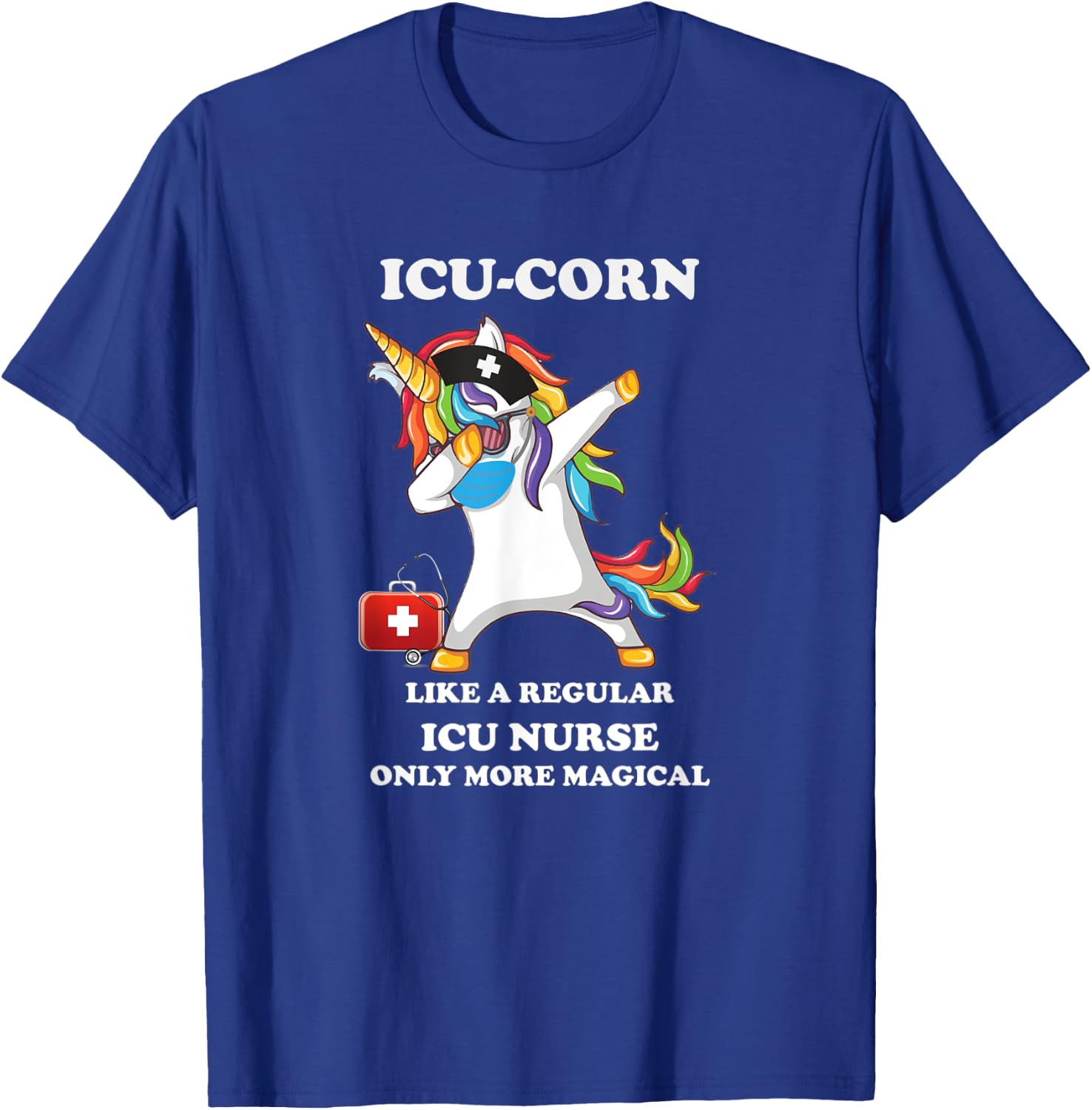 Dabbing Unicorn Nursicon Medical ICU Nurse RN T-Shirt - T-Shirt | Royal