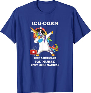 Dabbing Unicorn Nursicon Medical ICU Nurse RN T-Shirt - T-Shirt | Royal