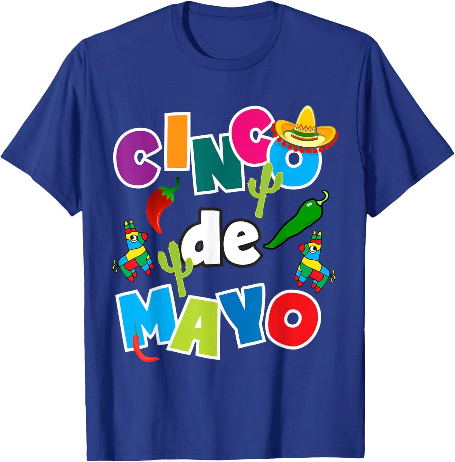 Cinco De Mayo Shirt For Kids Men Women Pinata Sombrero Fun T-Shirt - T-Shirt | Royal