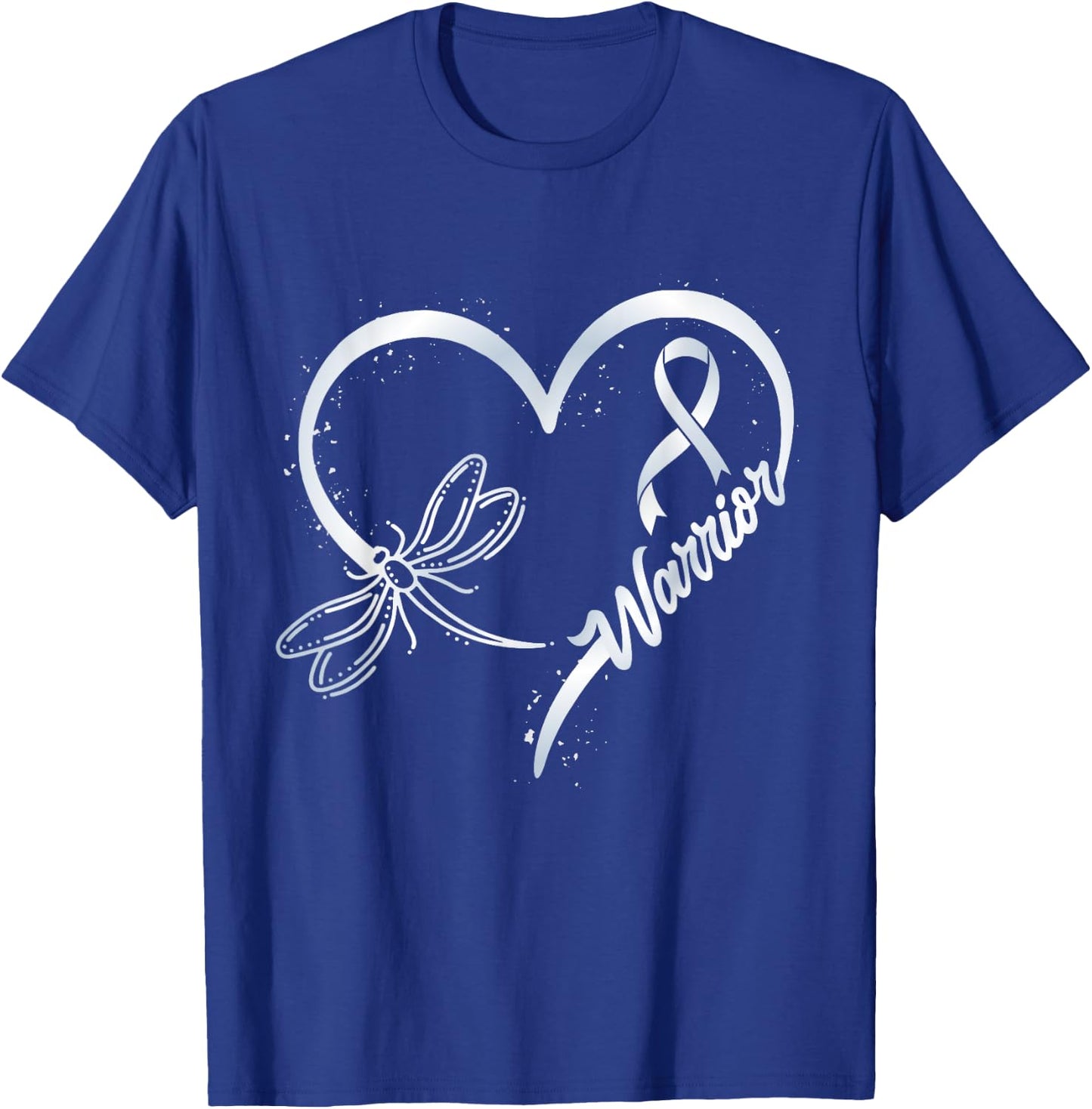 Lung Cancer Warrior Dragonfly White Ribbon Hope T-Shirt - T-Shirt | Royal