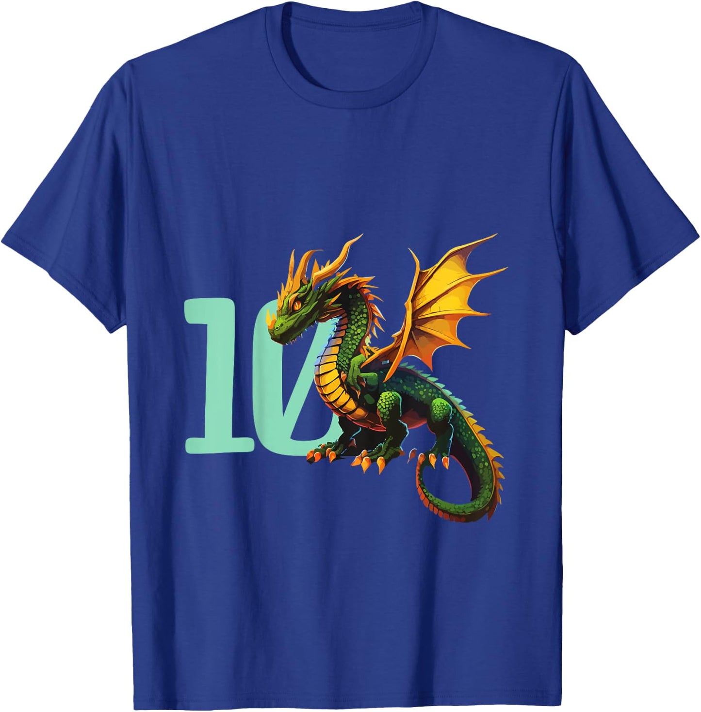 Kids Children's Birthday Dragon 10 Years Boy Dragon Number Age T-Shirt - T-Shirt | Royal
