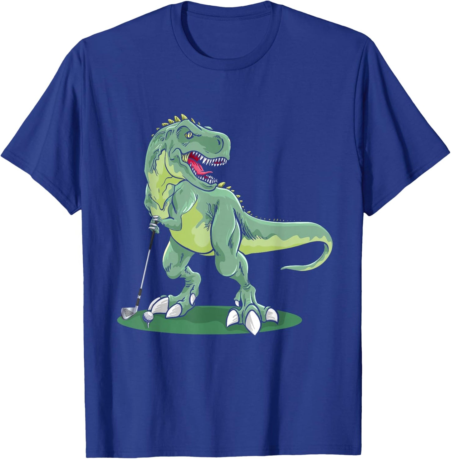 T-Rex Golf Playing, Dinosaur Trex Golfer Golf Playing T-Shirt - T-Shirt | Royal