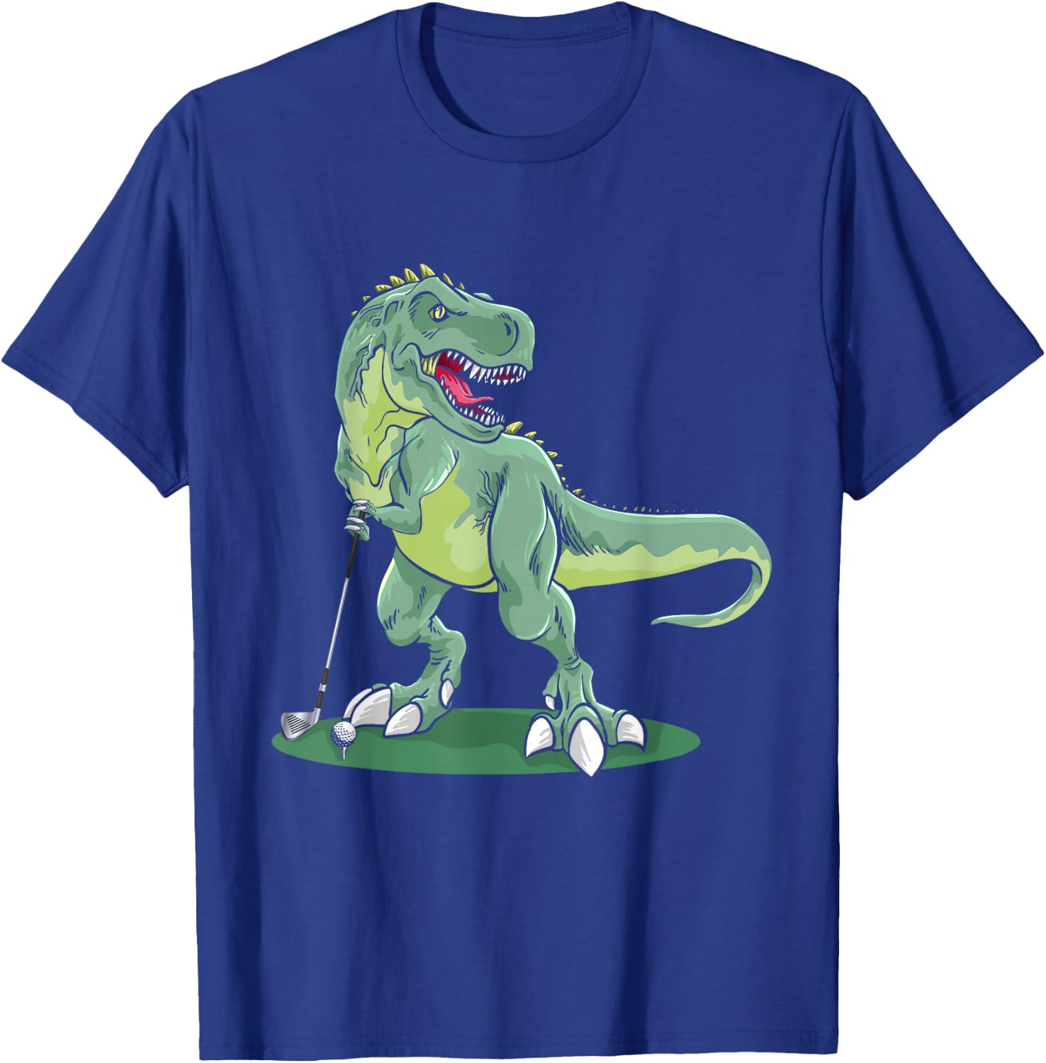 T-Rex Golf Playing, Dinosaur Trex Golfer Golf Playing T-Shirt - T-Shirt | Royal