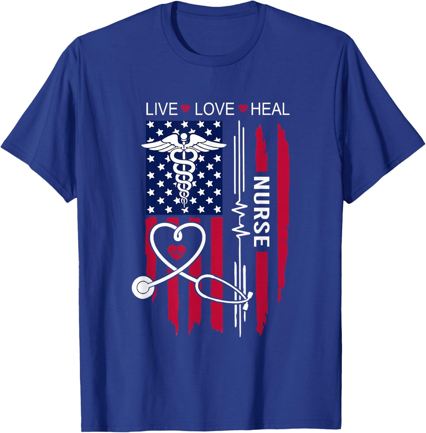 American Flag Nurse Day Gifts, Week Gift Nurse, Nurse's Day T-Shirt - T-Shirt | Royal