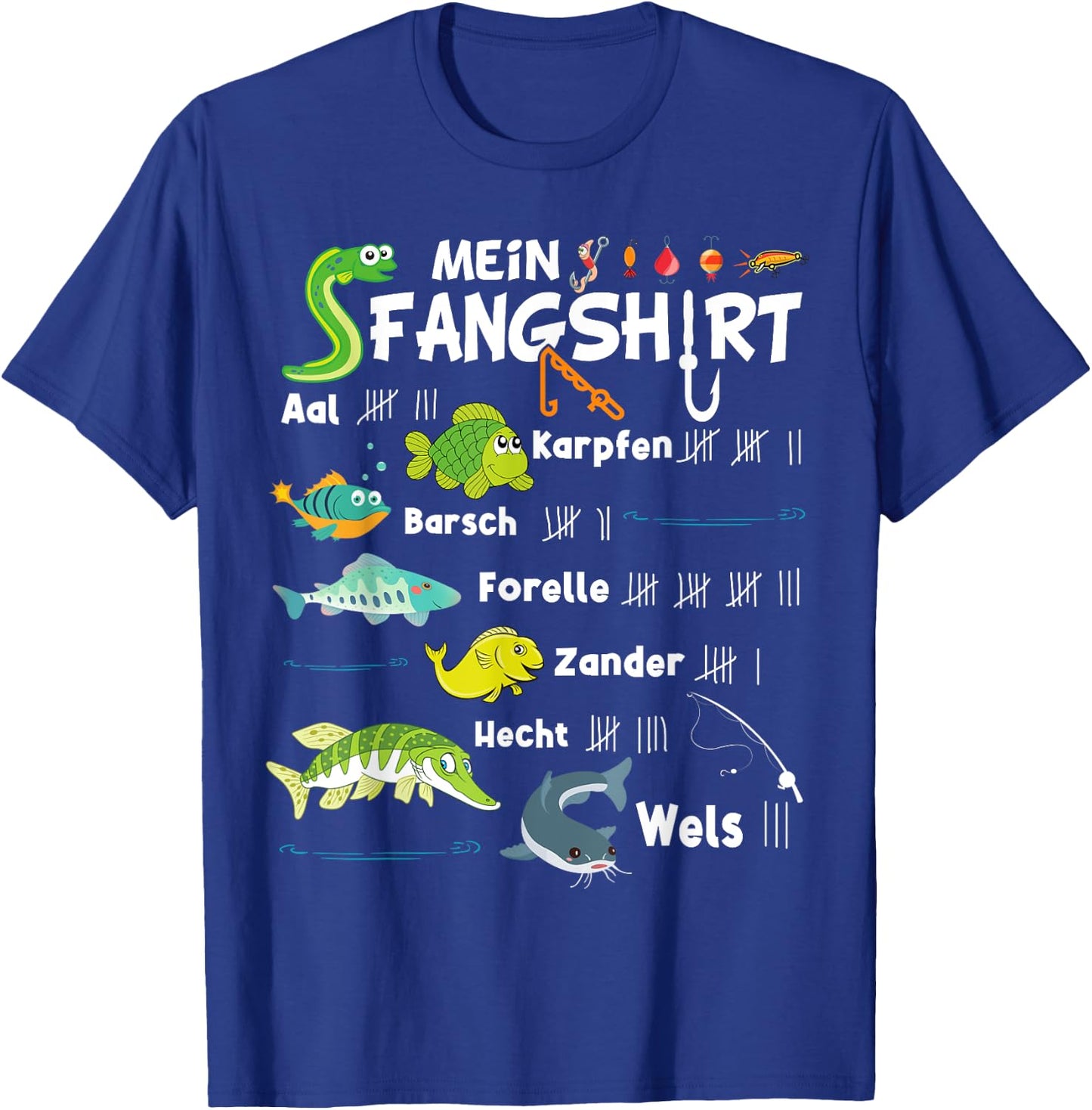 Fish Types "My Fangshirt" Funny Boy's Fisherman , black T-Shirt - T-Shirt | Royal