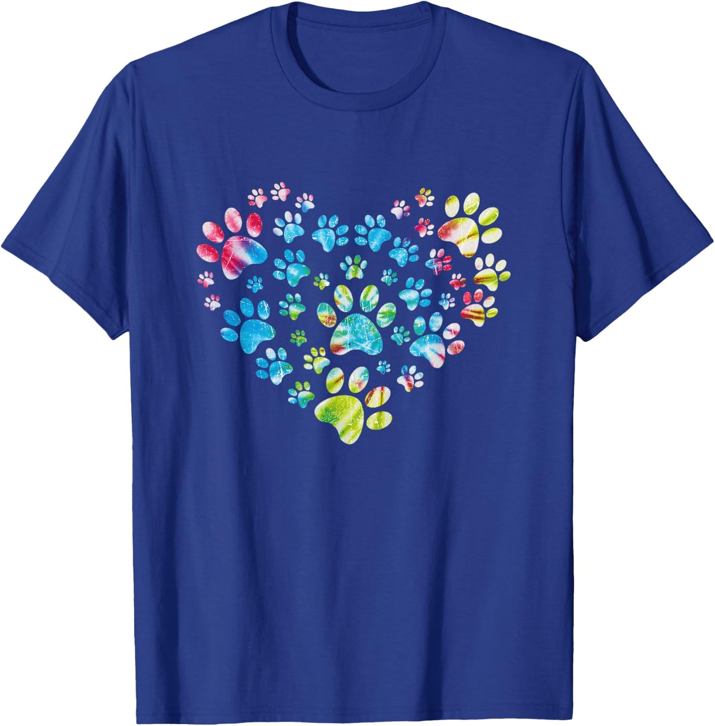 Tie Dye Love Dog Paw Print Animal Paw Dog Lover T-Shirt - T-Shirt | Royal
