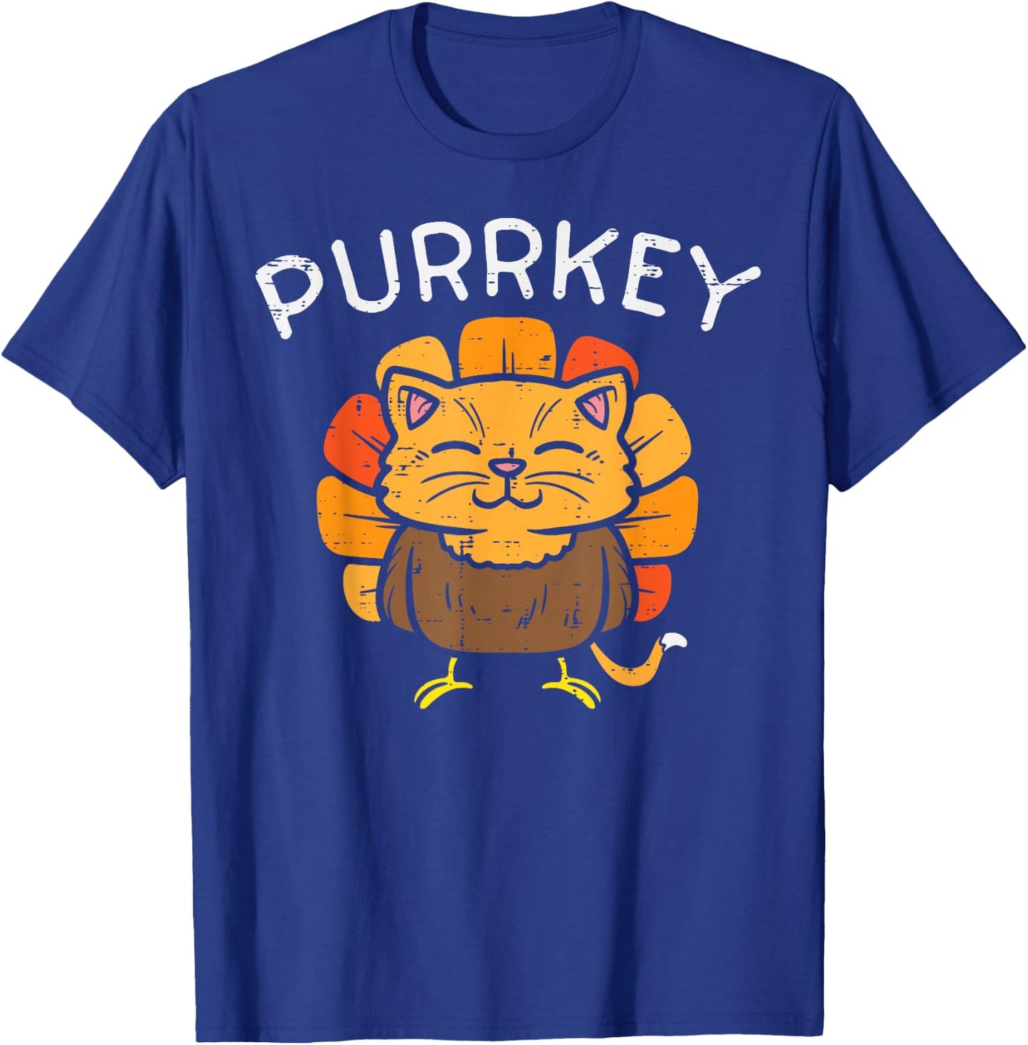 Purrkey Turkey Cat Kitten Funny Thanksgiving Cat Owner Lover T-Shirt - T-Shirt | Royal