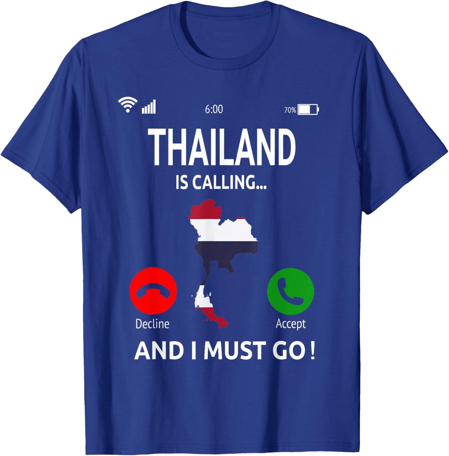 Thailand Is Calling Holiday Asia Thai Flag , black T-Shirt - T-Shirt | Royal