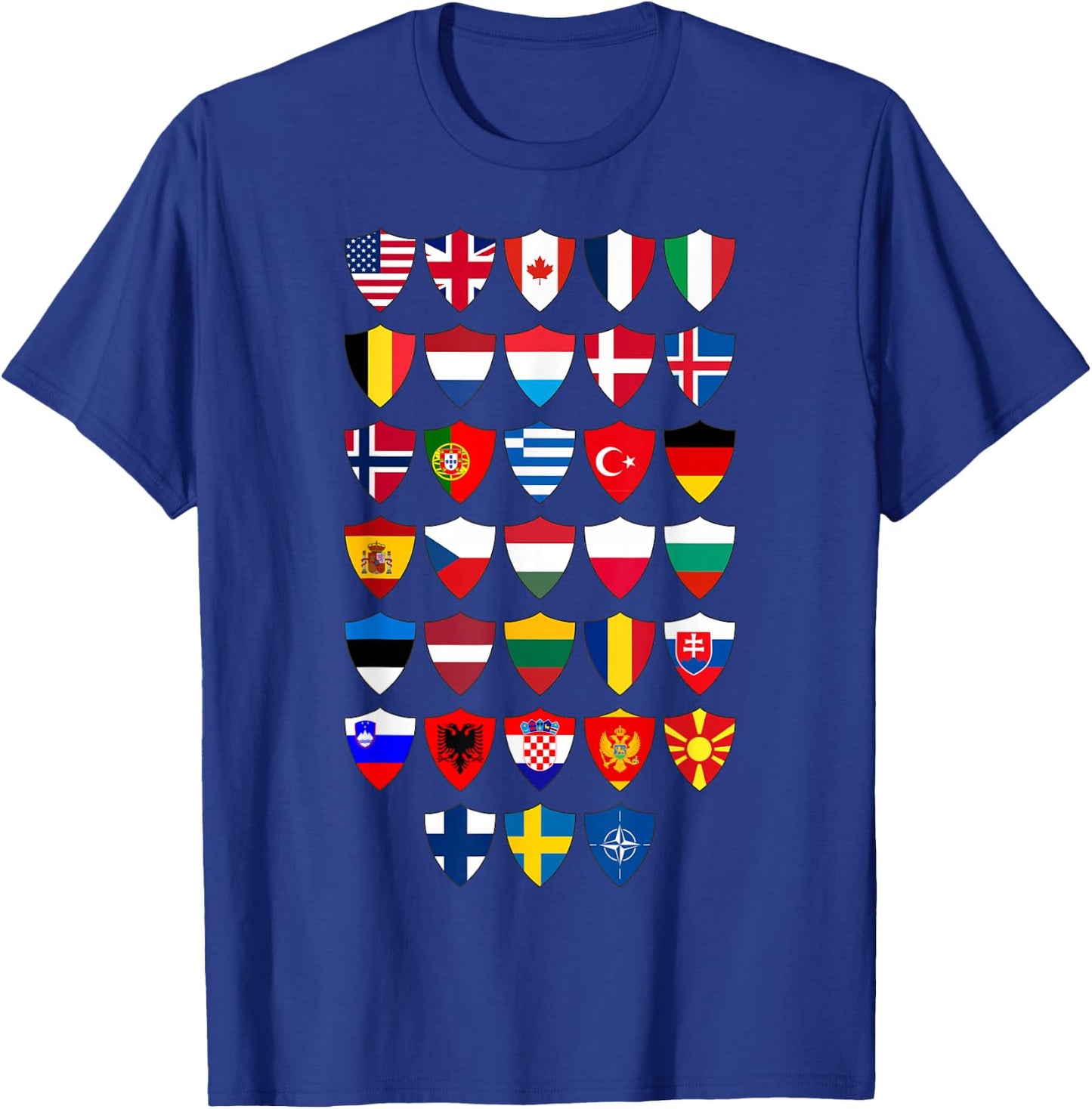 Shields of NATO: Flags of Every Member Country T-Shirt - T-Shirt | Royal
