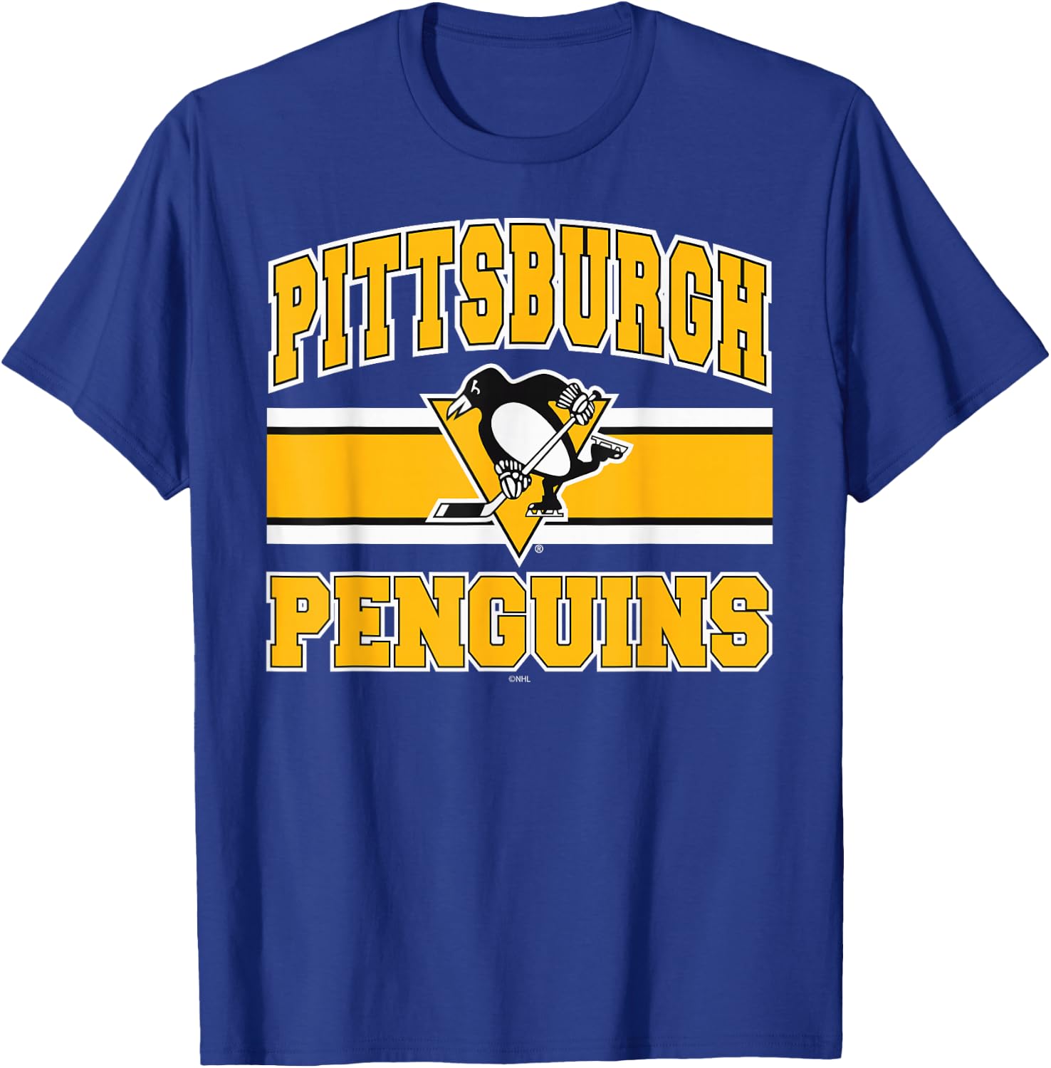 Pittsburgh Penguins Stripe Dark Heather Officially Licensed T-Shirt - T-Shirt | Royal