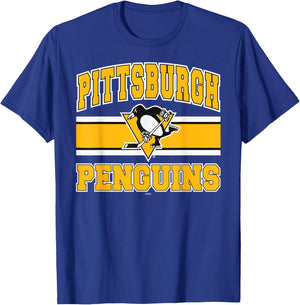 Pittsburgh Penguins Stripe Dark Heather Officially Licensed T-Shirt - T-Shirt | Royal