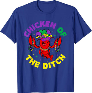 Mardi Gras Vintage Chicken Of The Ditch Cajun food Crawfish T-Shirt - T-Shirt | Royal