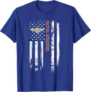 Naval Aviation Veteran American Flag Veterans Day Christmas Men T-Shirt - T-Shirt | Royal