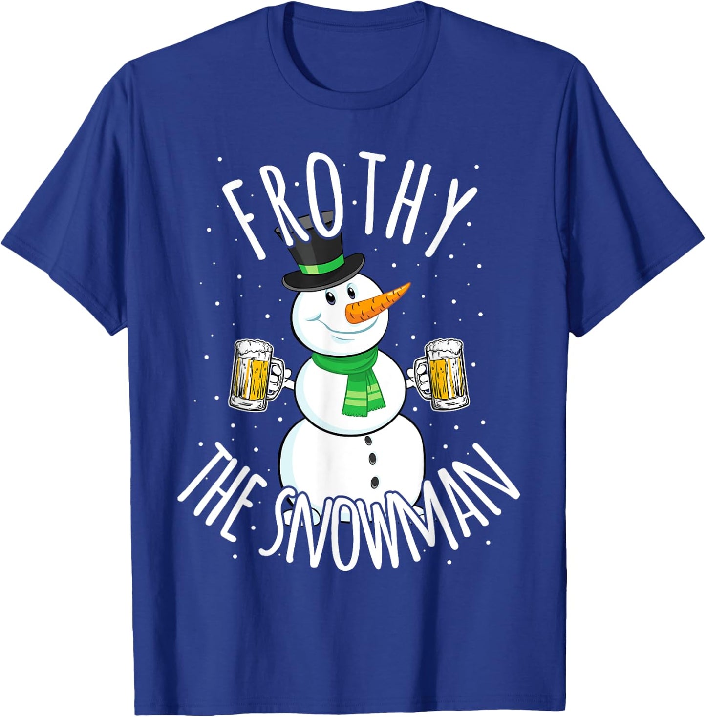 Funny Christmas Snowman Beer Frothy T Shirt Gift Men Women T-Shirt - T-Shirt | Royal