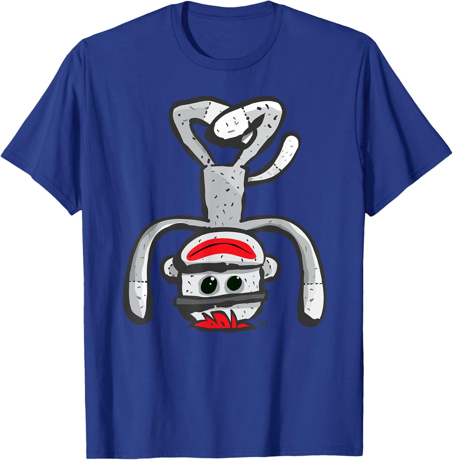 Cute Sock Monkey in Yoga Asana Headstand Pose T-Shirt - T-Shirt | Royal