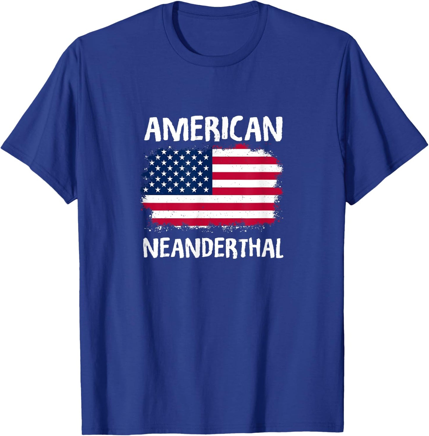 4th Of July US Flag Caveman American Neanderthal T-Shirt - T-Shirt | Royal