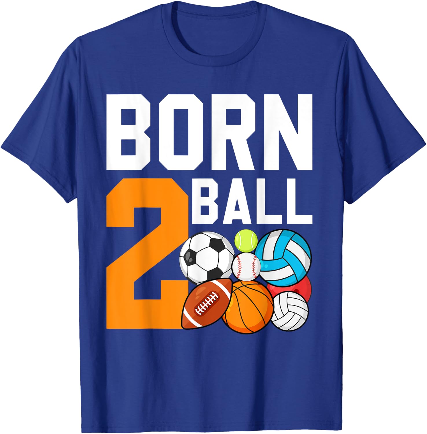 Born 2nd Ball Birthday Sport Ball Theme 2 Year Old Kids T-Shirt - T-Shirt | Royal