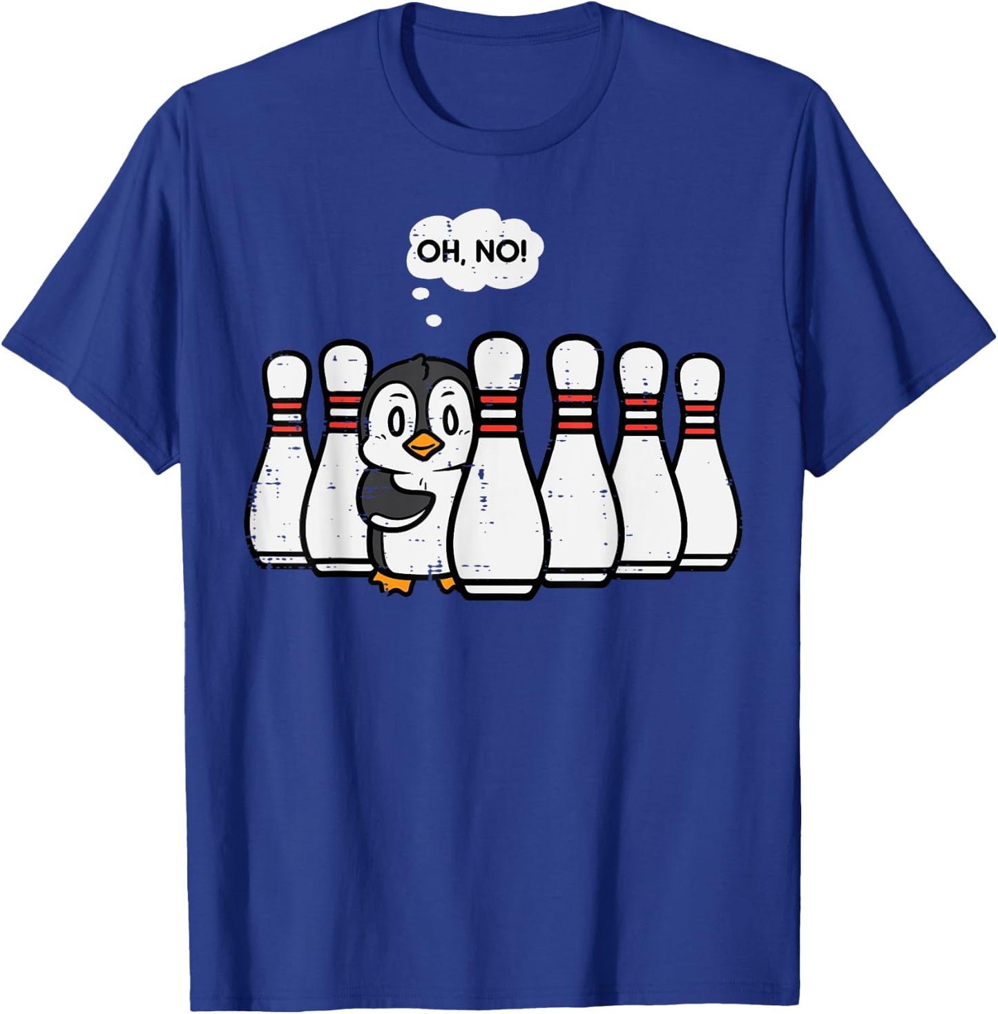 Penguin Bowling Pins Oh No Funny Bowler Player Men Women Kid T-Shirt - T-Shirt | Royal
