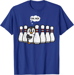 Penguin Bowling Pins Oh No Funny Bowler Player Men Women Kid T-Shirt - T-Shirt | Royal