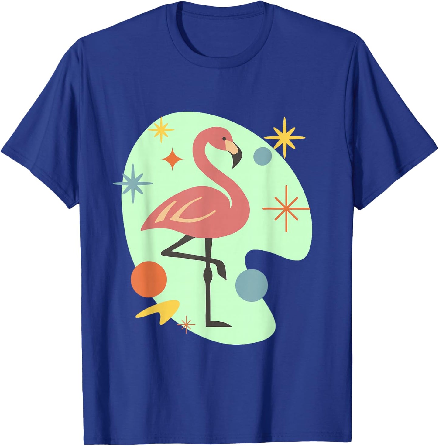 Atomic Flamingo Mid Century Modern Retro Design T-Shirt - T-Shirt | Royal