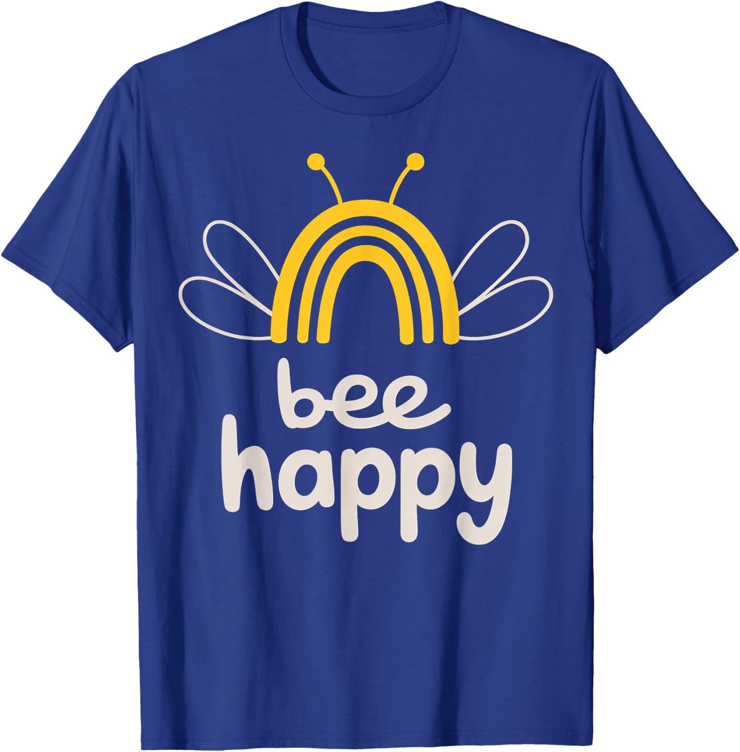 Bee Happy Rainbow Wings Whimsical Insect Design T-Shirt - T-Shirt | Royal