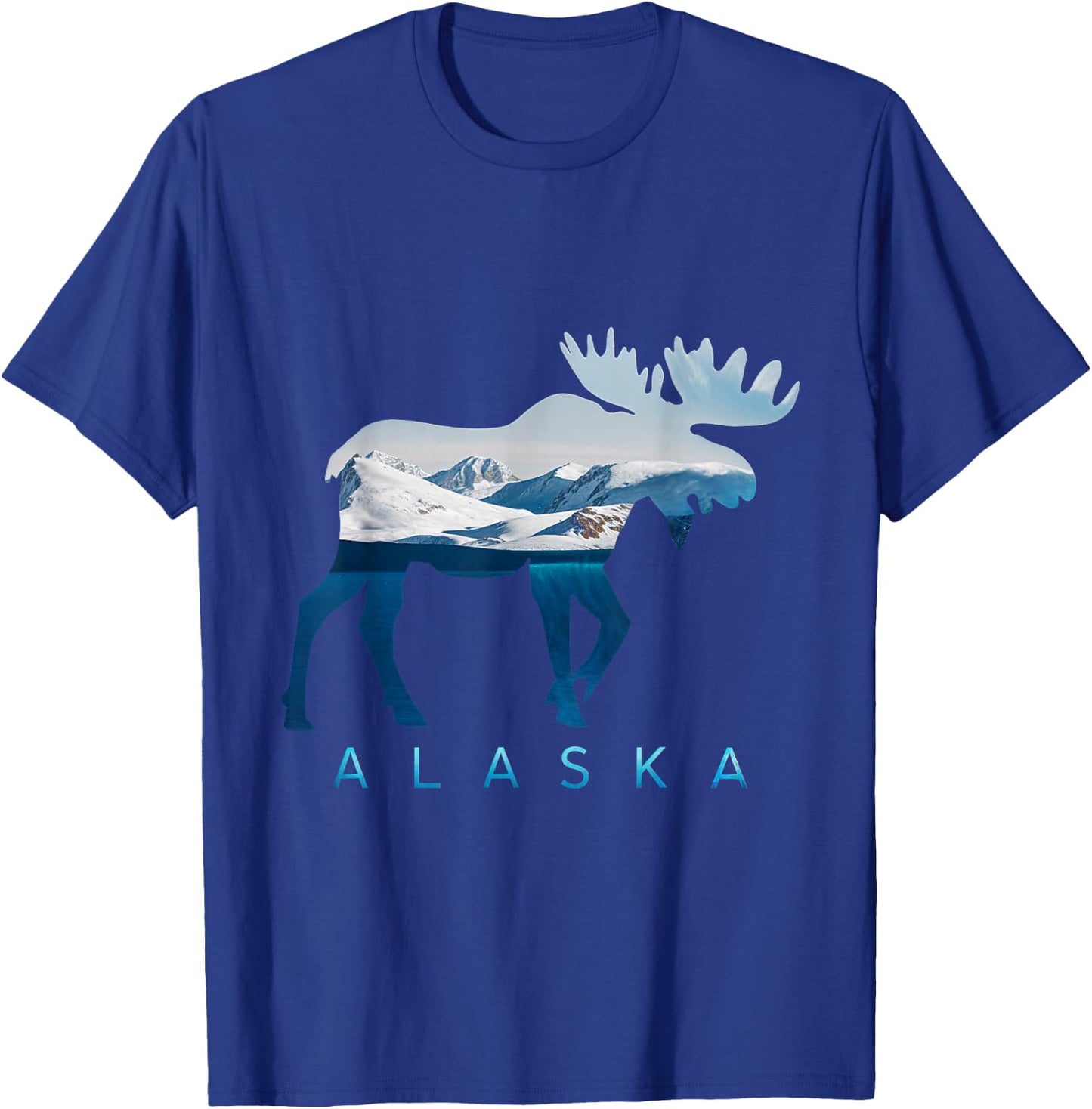 Alaska Moose Nature Scenic Mountains Wildlife Alaska T-Shirt - T-Shirt | Royal