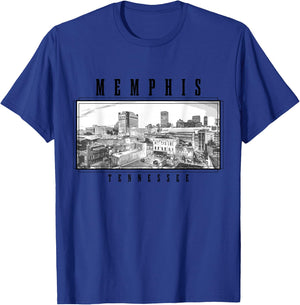 Memphis Tennessee Vintage Skyline T-Shirt - T-Shirt | Royal