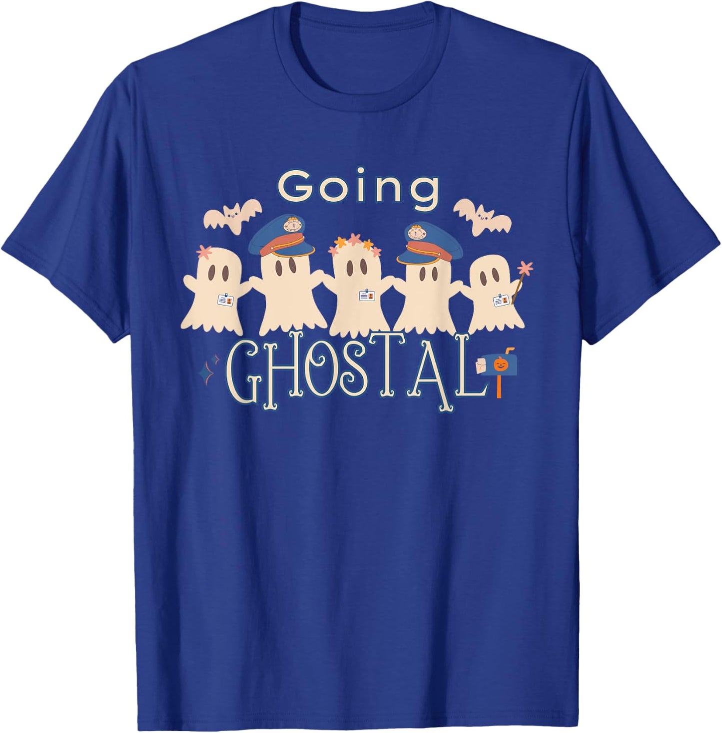 Going Ghostal Halloween Postal Service Ghost Mail Carrier T-Shirt - T-Shirt | Royal