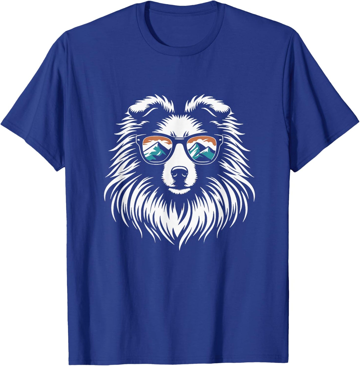 Shetland Sheepdog Dog Sunglasses Sheltie Mountain Design T-Shirt - T-Shirt | Royal