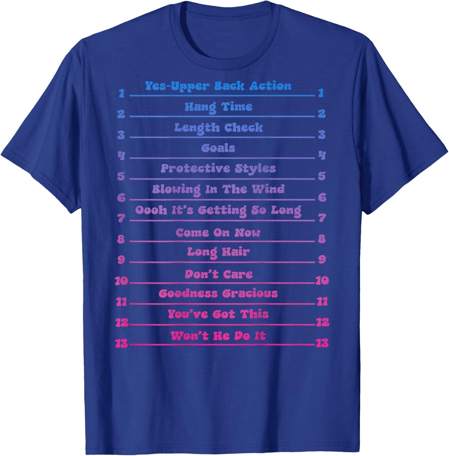 Long Natural Hair Tracking, Funny Length Check Hair T-Shirt - T-Shirt | Royal